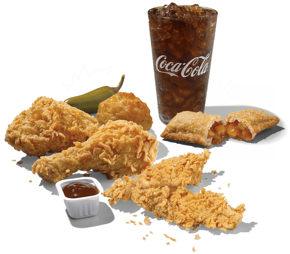 Church's Texas Chicken fundraising event with happy families enjoying meals together