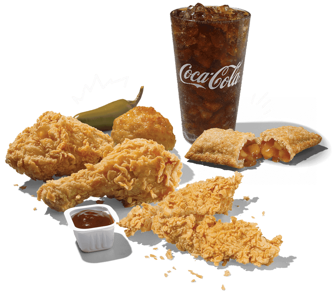 Church's Texas Chicken fundraising event with happy families enjoying meals together